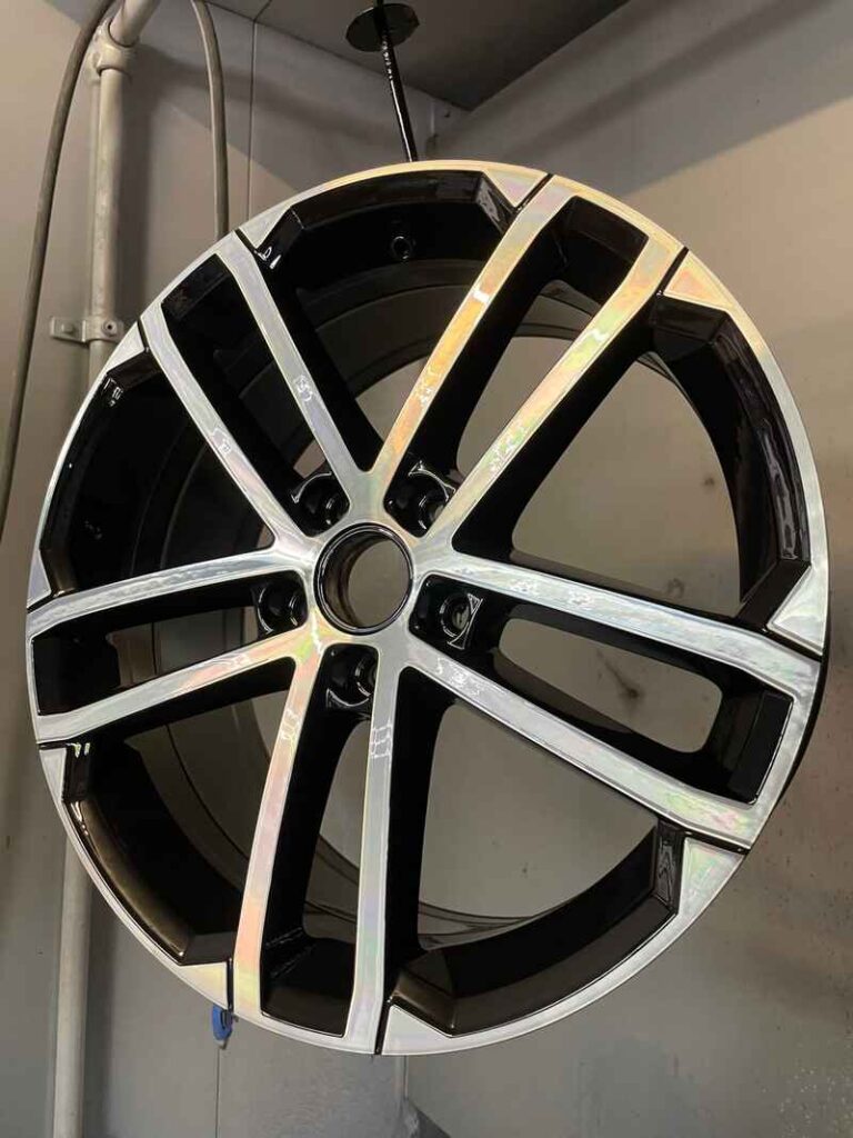 Clean and polished alloy wheels after maintenance