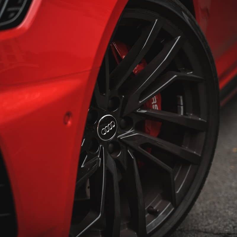 Before and after images of alloy wheel refurbishment in Barnsley